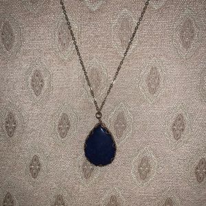 Blue stone long necklace